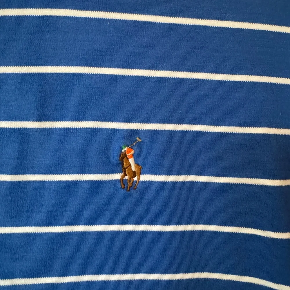 Polo by Ralph Lauren Royal Blue and White Striped Polo Shirt Pima Soft